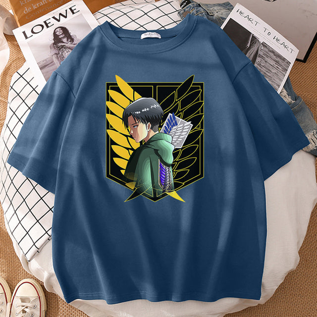 T-shirt Livaï Bataillon Attaque des Titans Floqué Adulte Homme Femme Courtes Manches Manga