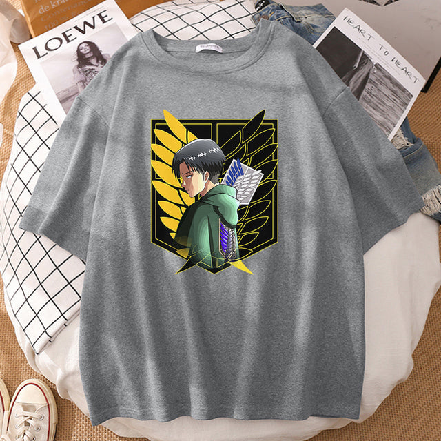 T-shirt Livaï Bataillon Attaque des Titans Floqué Adulte Homme Femme Courtes Manches Manga