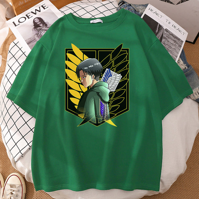 T-shirt Livaï Bataillon Attaque des Titans Floqué Adulte Homme Femme Courtes Manches Manga