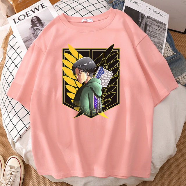 T-shirt Livaï Bataillon Attaque des Titans Floqué Adulte Homme Femme Courtes Manches Manga