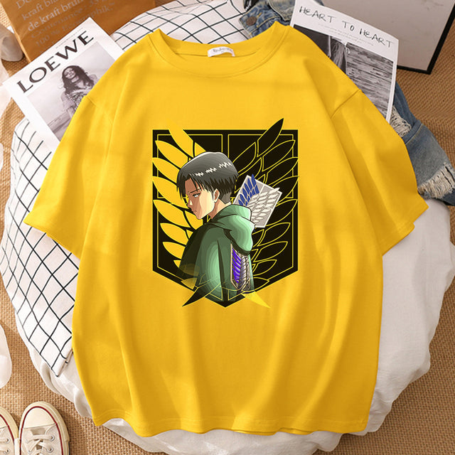 T-shirt Livaï Bataillon Attaque des Titans Floqué Adulte Homme Femme Courtes Manches Manga