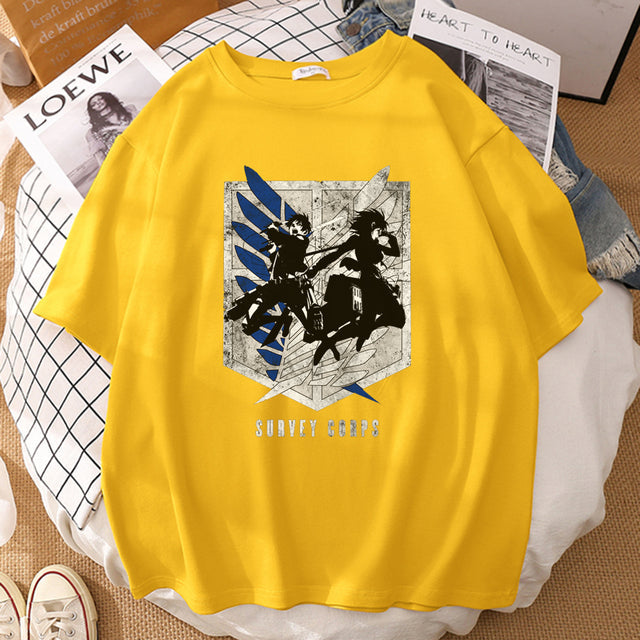 T-shirt Survey Corps Attaque des Titans Floqué Adulte Homme Femme Courtes Manches Manga