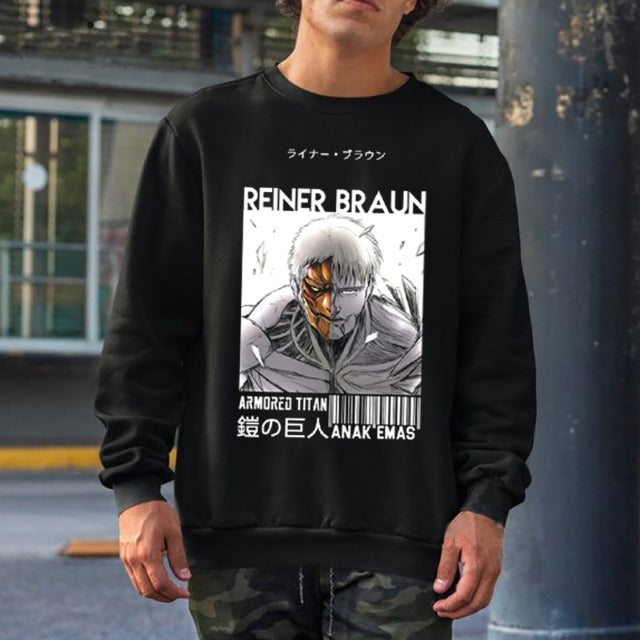 Sweat Reiner Titan Cuirassé Attaque Des Titans Adulte Homme Femme Longues Manches Manga