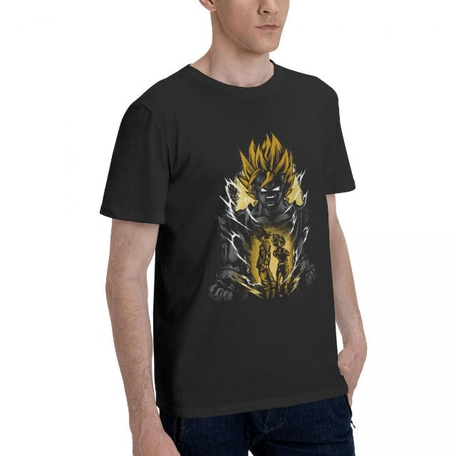 T-shirt Vegeto SSJ Dragon Ball Manga Floqué Adulte Homme Femme Courtes Manches