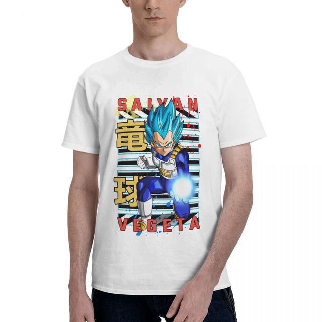 T-shirt Vegeta Blue Dragon Ball Manga Floqué Adulte Homme Femme Courtes Manches