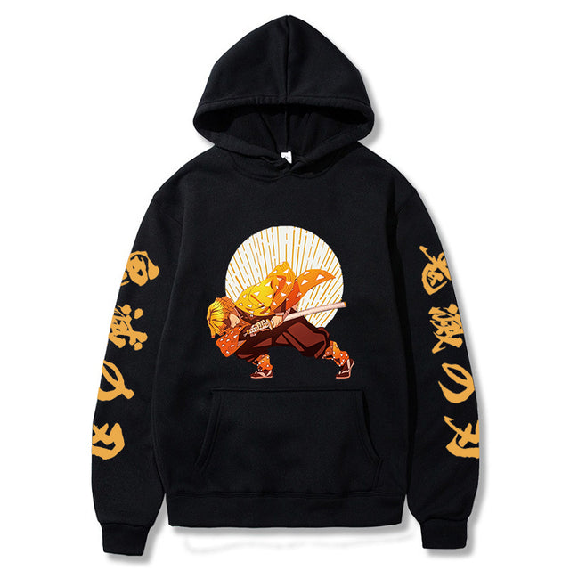 Sweat à Capuche Demon Slayer Zenitsu Premier Mouvement noir