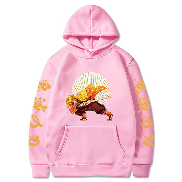 Sweat à Capuche Demon Slayer Zenitsu Premier Mouvement rose