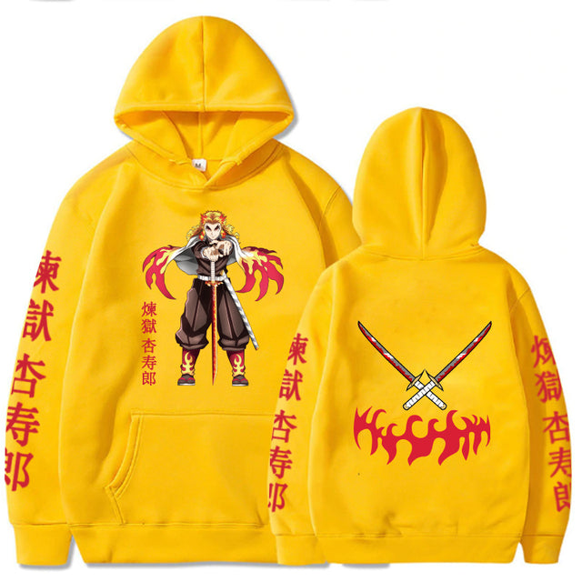 Sweat à Capuche Demon Slayer Kyojuro Rengoku Adulte Homme Femme Manches Longues