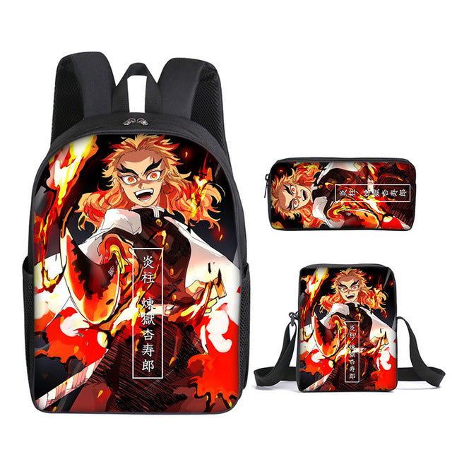 Cartable Kyojuro Demon Slayer Ensemble 3 Pièces