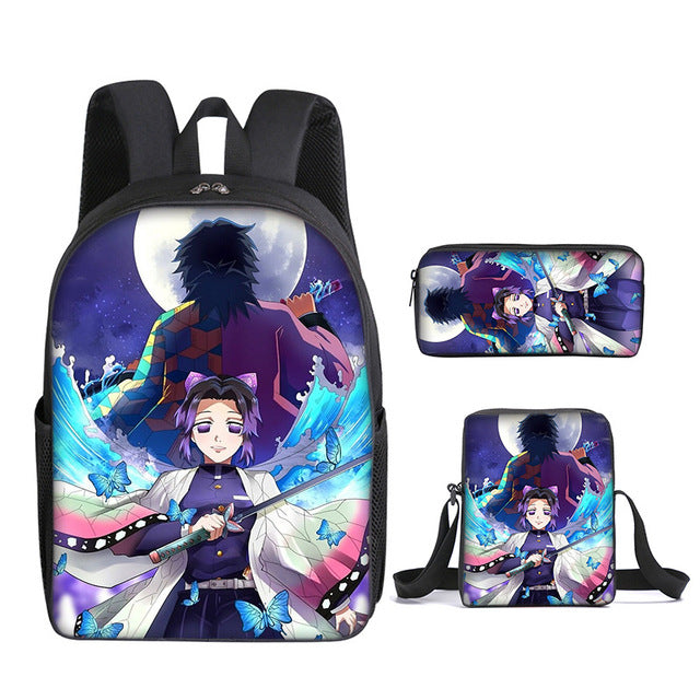 Cartable Shinobu & Giyu Demon Slayer Ensemble 3 Pièces