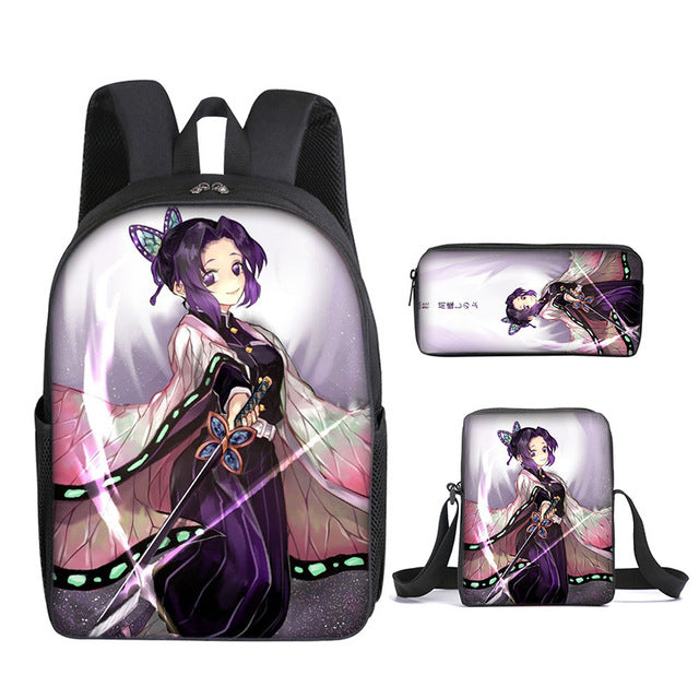 Cartable Shinobu Pillier de l'Insecte Demon Slayer Ensemble 3 Pièces