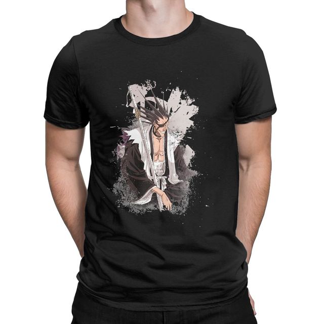 T-Shirt Zaraki Kenpachi Manga Bleach Floqué Adulte Homme Femme Courtes Manches