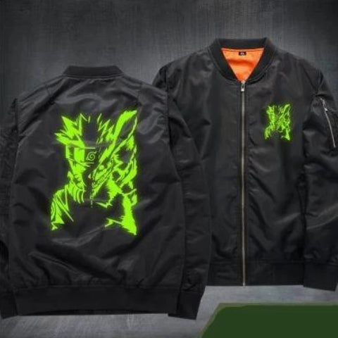 Veste Naruto Uzumaki Adulte Noire Homme Femme Bomber Hiver / Mi Saison Manga Manteau Blouson