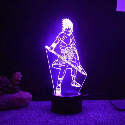 Sasuke Uchiha Lámpara Led Neón para Decoración de Mesita de Noche u Oficina Manga Naruto
