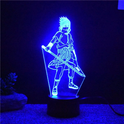 Sasuke Uchiha Lámpara Led Neón para Decoración de Mesita de Noche u Oficina Manga Naruto