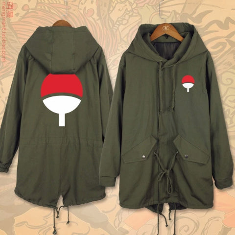 Uchiha Sharingan Jacke (2 Farben) Naruto Erwachsene Männer Frauen Winter Zwischensaison Kapuzen Manga Mantel Jacke