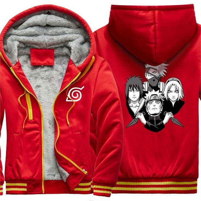 Manteau Hiver Naruto (9 couleurs) Adulte Homme Femme Polaire Hiver Capuche Manga Veste Blouson