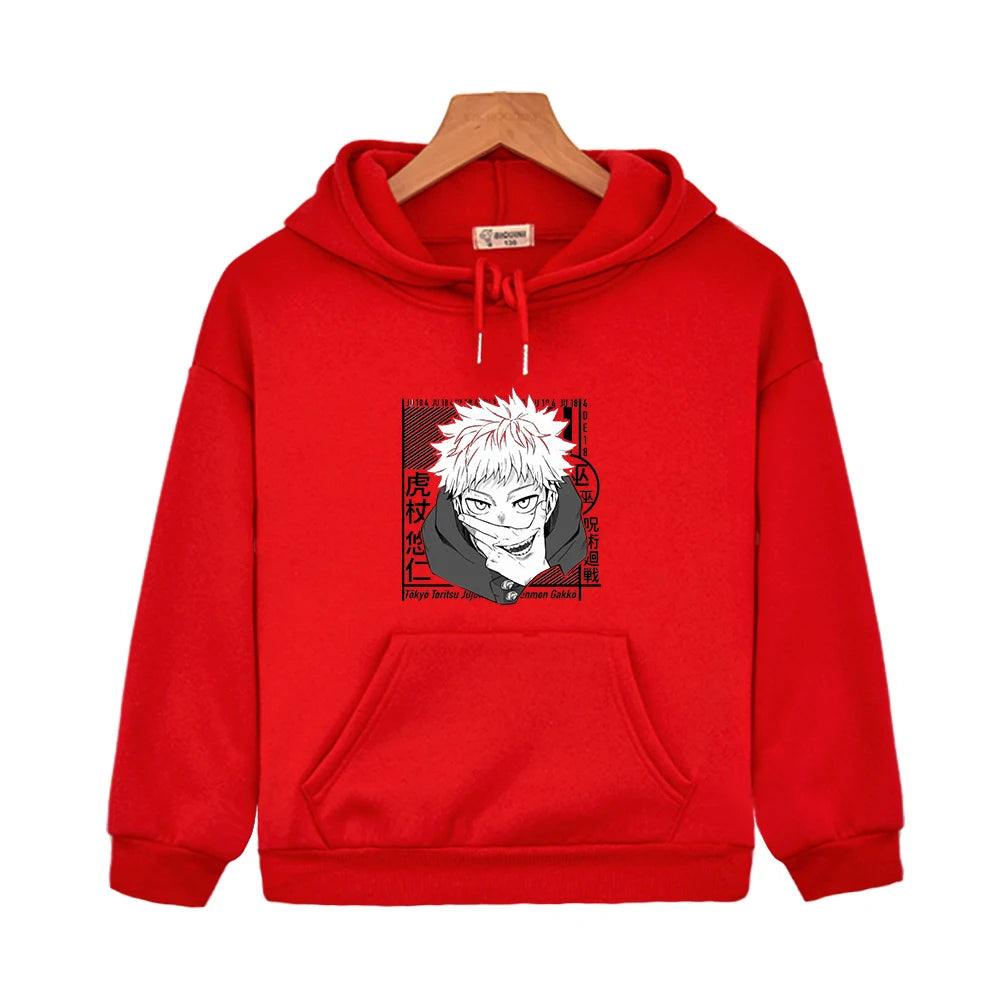 Sweat Pull Enfant Jujutsu Kaisen Yuji Fille Garçon ROUGE