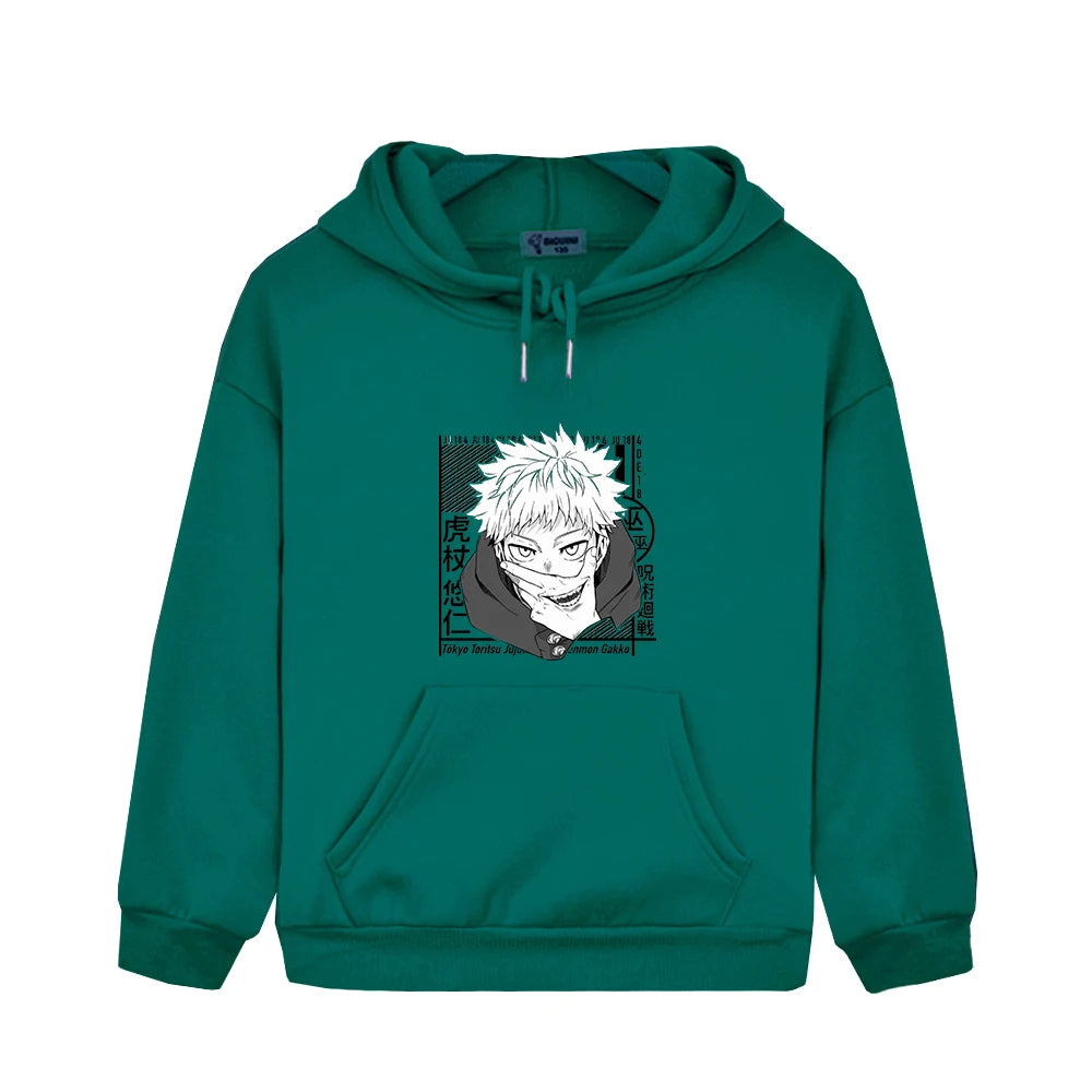 Sweat Pull Enfant Jujutsu Kaisen Yuji Fille Garçon VERT