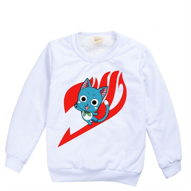 Pull pour Enfant Fairy Tail Happy Sweatshirt Garçon Fille blanc