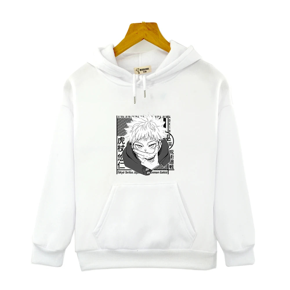 Sweat Pull Enfant Jujutsu Kaisen Yuji Fille Garçon BLANC