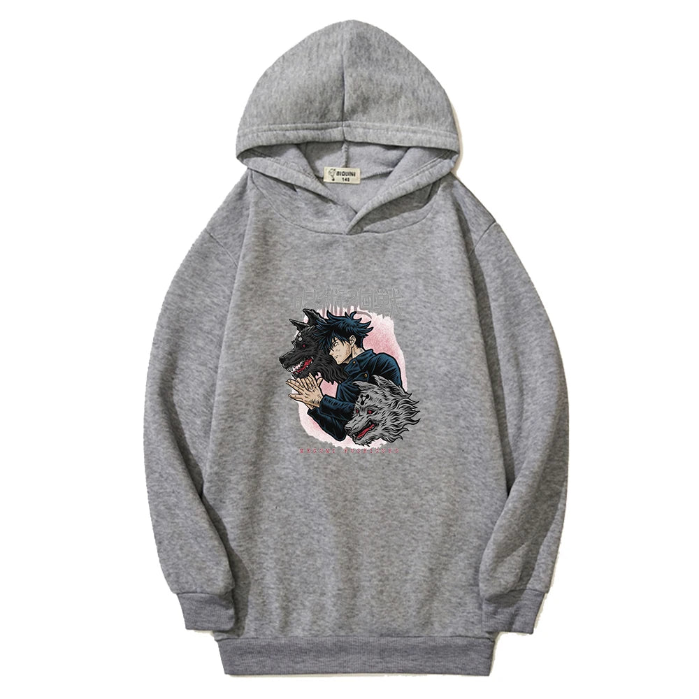 Sweat Pull Enfant Jujutsu Kaisen Megumi Fille Garçon GRIS