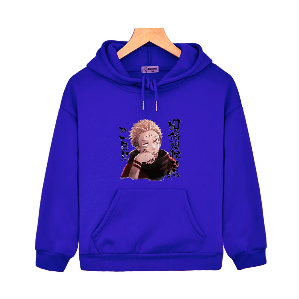 Sweat Pull Enfant Jujutsu Kaisen Sukuna Fille Garçon BLEU