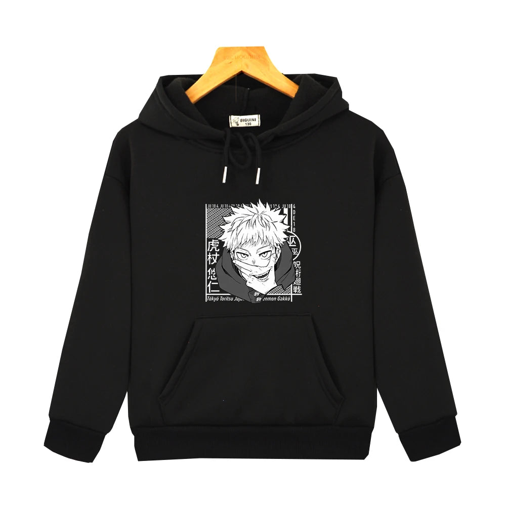 Sweat Pull Enfant Jujutsu Kaisen Yuji Fille Garçon NOIR