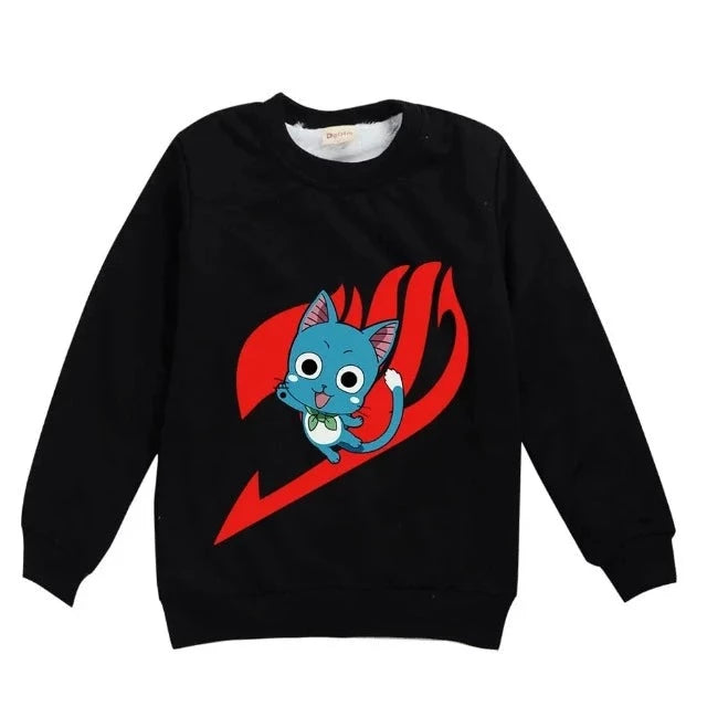 Pull pour Enfant Fairy Tail Happy Sweatshirt Garçon Fille noir