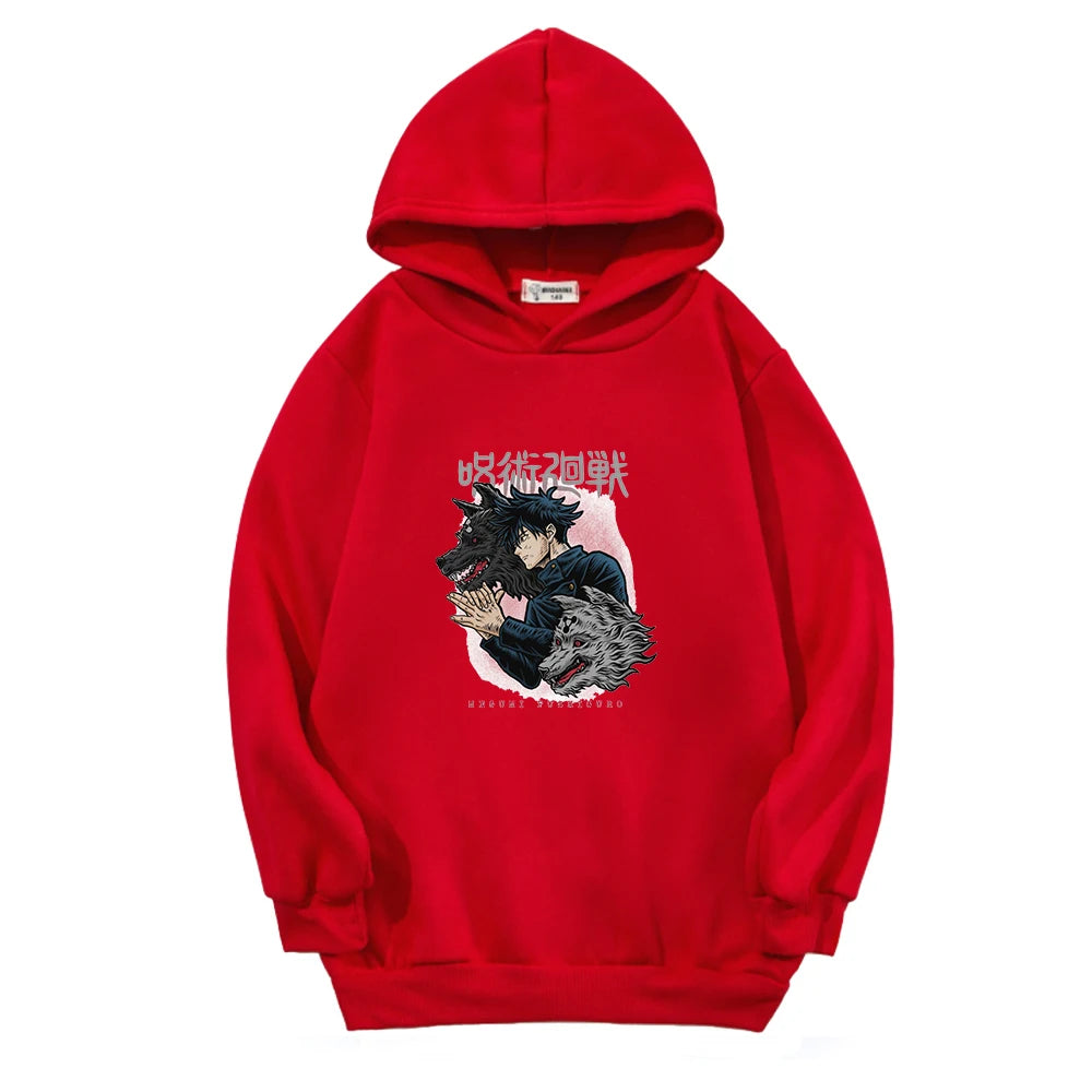 Sweat Pull Enfant Jujutsu Kaisen Megumi Fille Garçon ROUGE