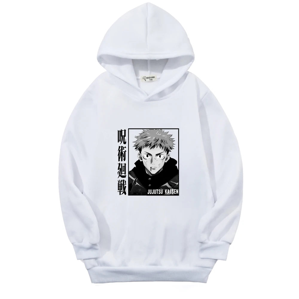 Sweat Pull Enfant Jujutsu Kaisen Yuji Itadori Fille Garçon BLANC