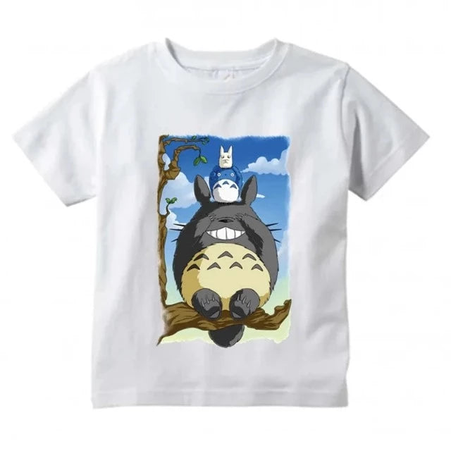 T-Shirt Enfant Totoro Chu Chibi Fille et Garçon BLANC