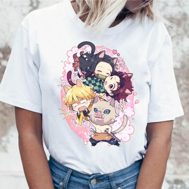 T-shirt da donna con personaggi Demon Slayer