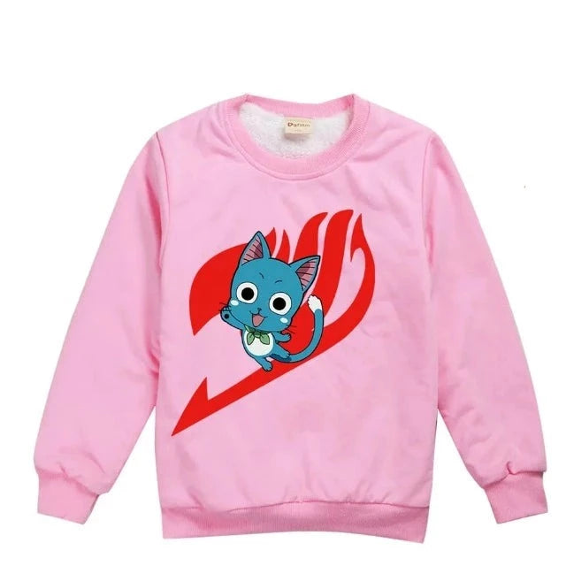 Pull pour Enfant Fairy Tail Happy Sweatshirt Garçon Fille rose