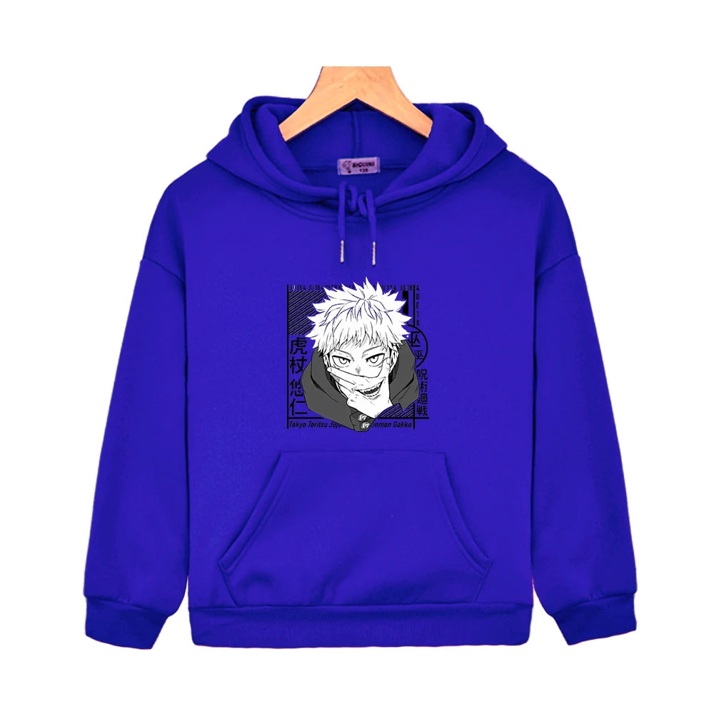 Sweat Pull Enfant Jujutsu Kaisen Yuji Fille Garçon BLEU