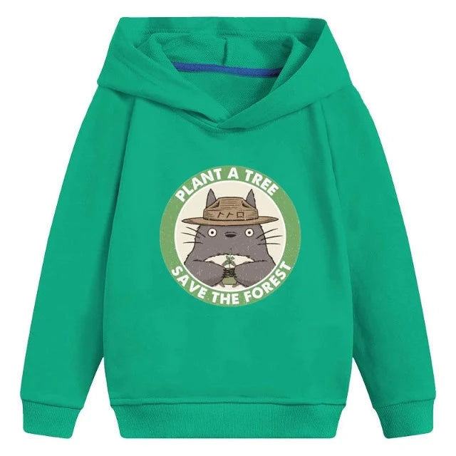 Sweat Enfant Totoro Pull Save The Forest Fille Garçon VERT