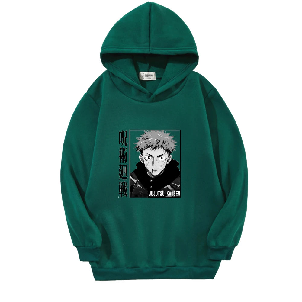 Sweat Pull Enfant Jujutsu Kaisen Yuji Itadori Fille Garçon VERT