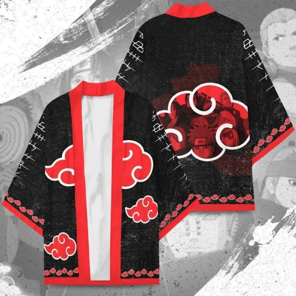 Peignoir Japonais Naruto Kimono Nuage Rouge Akatsuki