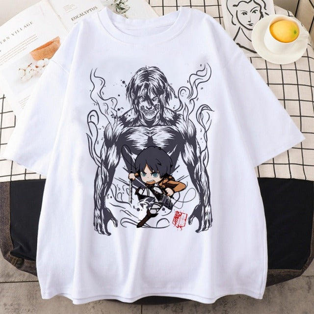 T-Shirt Maglietta L'Attacco dei Giganti Eren e Titan