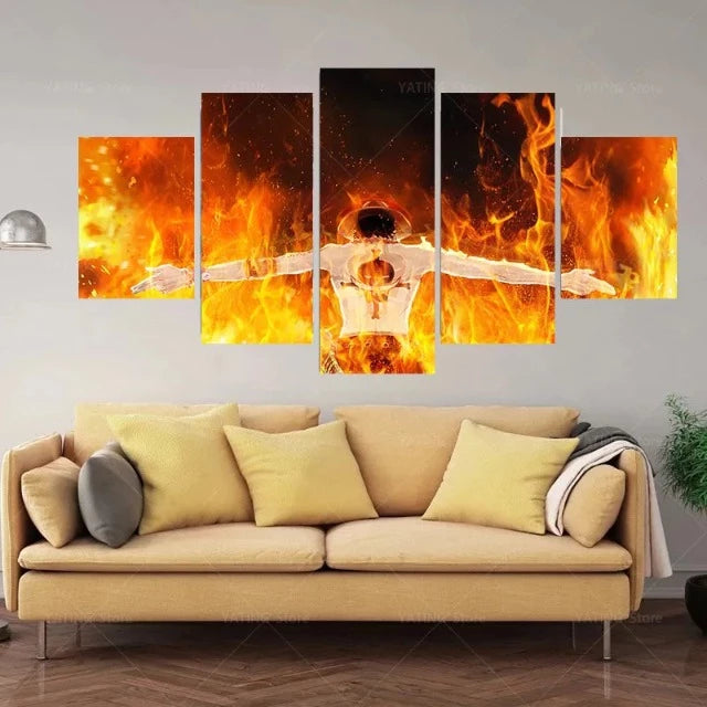 BAIOKAISHUII Tableau Toile 5 Pièces One Piece Luffy Ace Solon - Décoration Murale Moderne Sans Cadre