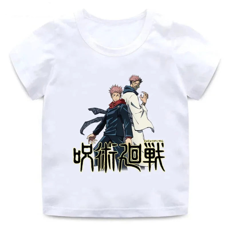 T-Shirt Enfant Jujutsu Kaisen Yuji & Sukuna Fille Garçon BLANC