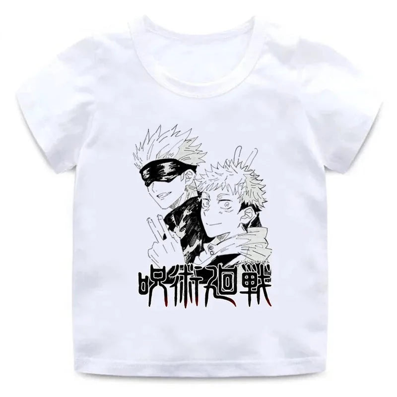 T-Shirt Enfant Jujutsu Kaisen Yuji &amp; Satoru Fille Garçon BLANC