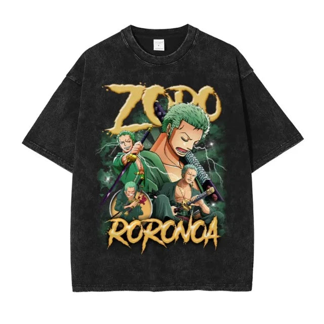 T-Shirt Vintage One Piece Roronoa Zoro Noir