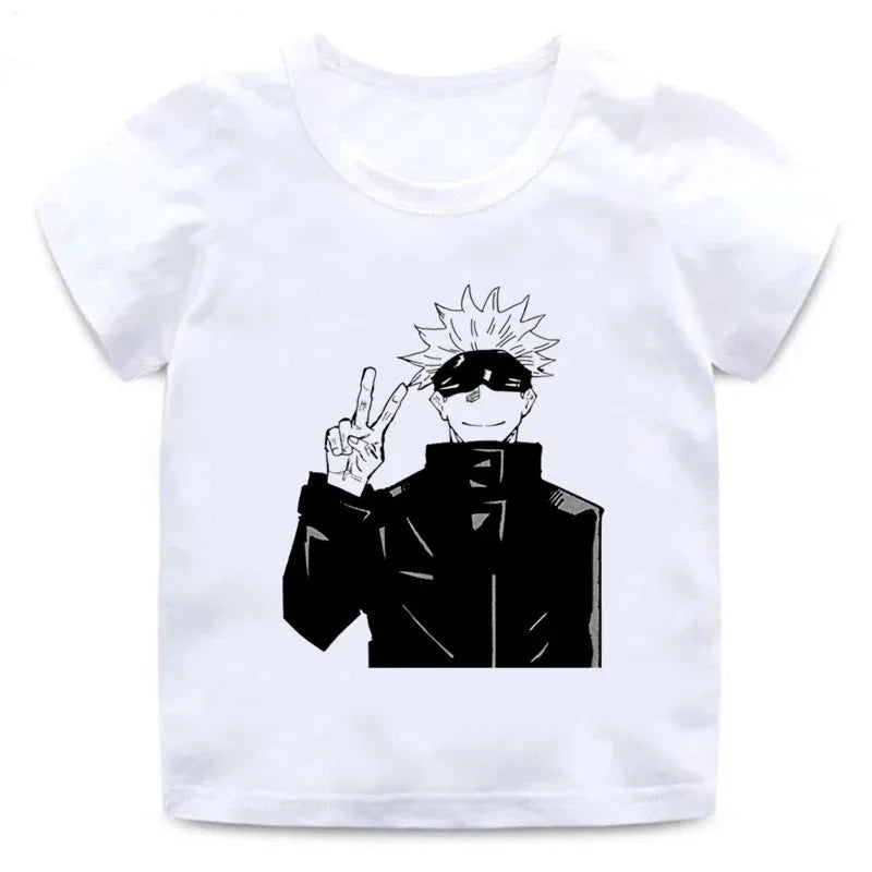 T-Shirt Enfant Jujutsu Kaisen Satoru Fille Garçon BLANC