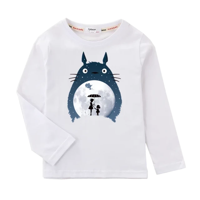 T-Shirt Manches Longues Enfant Totoro Fille et Garçon BLANC