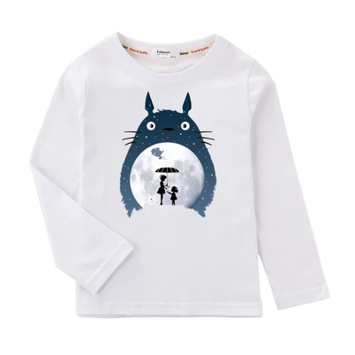 T-Shirt Manches Longues Enfant Totoro Fille et Garçon BLANC