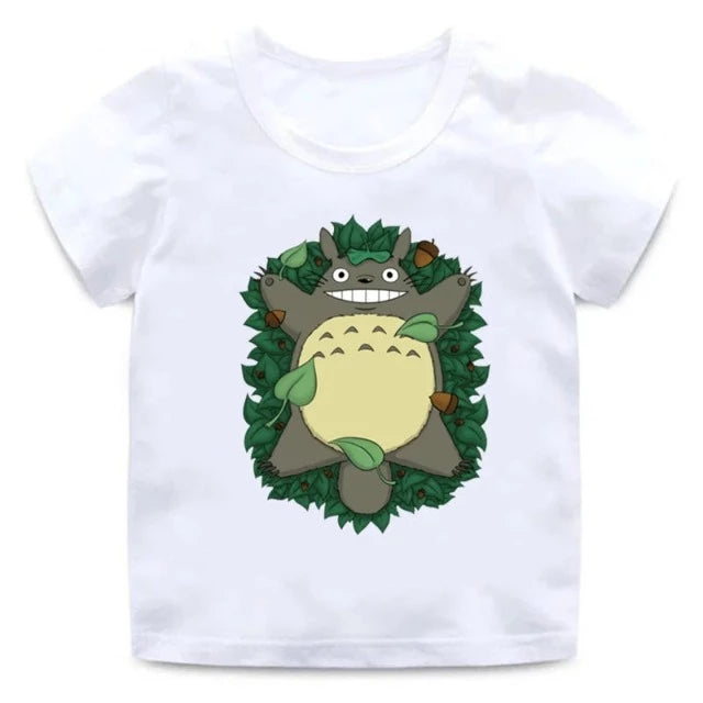 T-Shirt Enfant Totoro Forêt Fille et Garçon BLANC