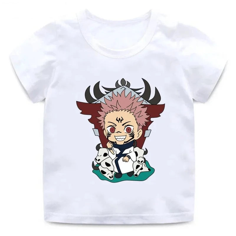 T-Shirt Enfant Jujutsu Kaisen Sukuna Fille Garçon BLANC