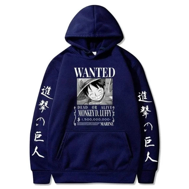 Sudadera One Piece Luffy Wanted 8 colores