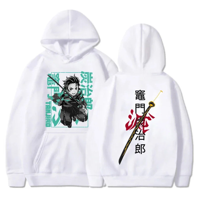 Sweat à Capuche Demon Slayer Tanjiro Blanc